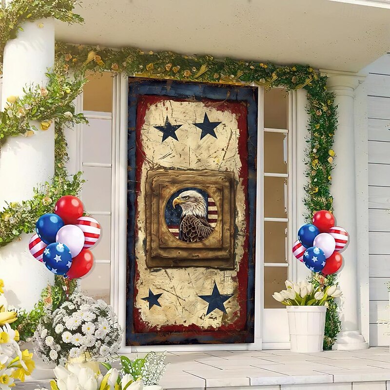 4th of July Independence Day Eagle Door Covers Mural Decor Door Tapestry Door Curtain Decoration Backdrop Door Banner Removable for Front Door Indoor Outdoor Home Room Decoration Farmhouse3
