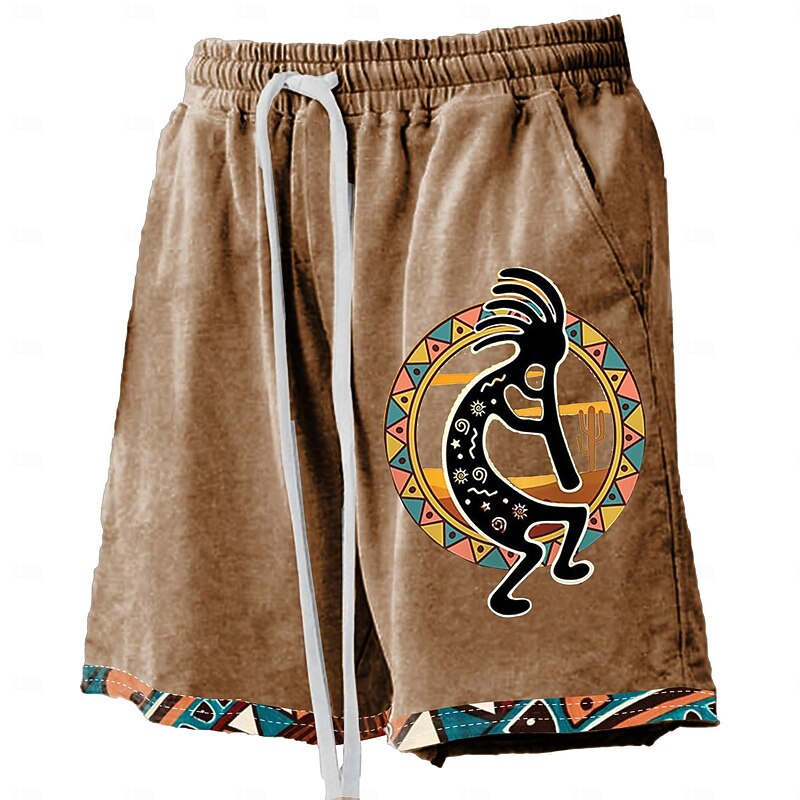 Men's Kokopelli Swim Trunks Swim Shorts Board Shorts Mid Waist Hawaiian Ethnic Casual Holiday Beach Drawstring with Mesh lining Elastic Waist Designer Clothing Apparel