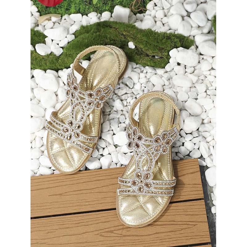 Women's Silver Rhinestone T-Strap Sandals – Boho Flat Wedding Flip Flops for Brides, Beach Ceremonies, and Summer Vacations 8