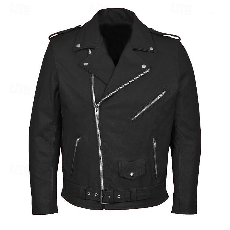 Male Faux Leather Jacket Transition Jacket Biker Jacket Red Leather Jacket Daily Wear Casual Daily Zipper All Seasons Solid / Plain Color Leisure Sweet Lapel Regular Black Red Jacket4