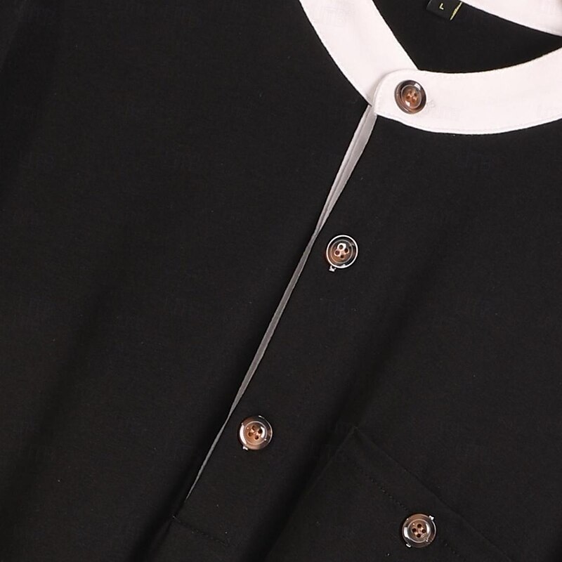 Men's Henley Shirt Tee Top Short Sleeve Color Block Fashion Designer Comfortable Pocket Buttons Henley Outdoor Casual Daily Summer Black Blue Brown Henley T-Shirt3