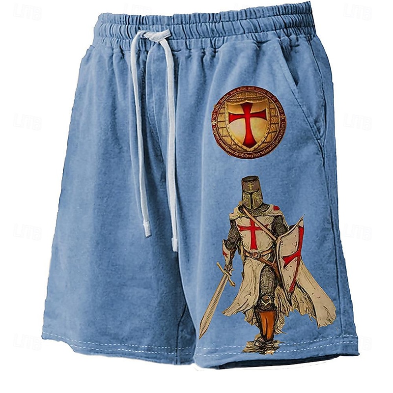 Men's Knights Templar 3D Print Cross Swim Trunks Swim Shorts Board Shorts Mid Waist Hawaiian Casual Holiday Beach Drawstring with Mesh lining Elastic Waist Designer Clothing Apparel4
