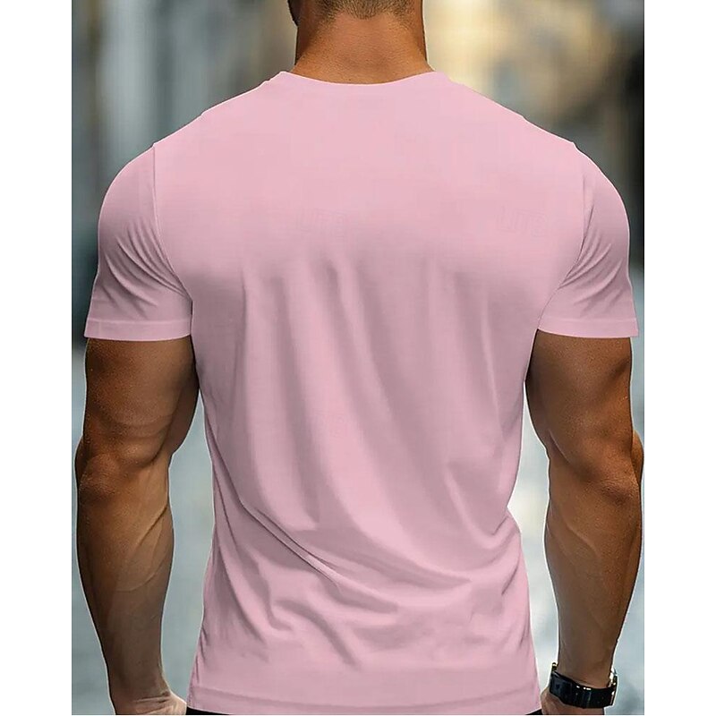 Men's T Shirt Tee Short Sleeve Shirt Tee Top Short Sleeve Crew Neck Spring & Summer Plain Fashion Designer Basic Vacation Street Going out Pink Top Tee for Men4