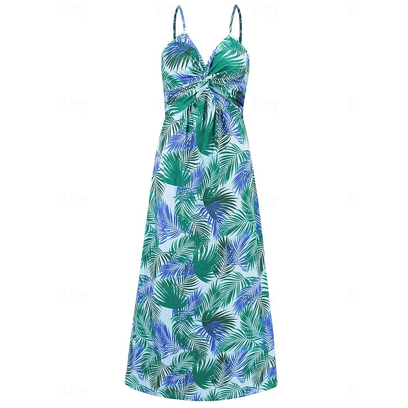 Women's Casual Dress Swing Dress Slip Dress Floral Leaf Backless Print Strap Long Dress Maxi Dress Hawaiian Casual Daily Vacation Sleeveless Summer3