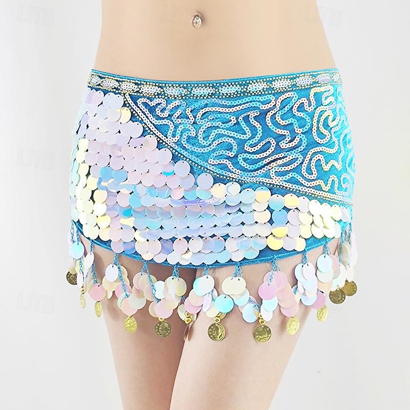 Belly Dance Belt Splicing Sequins Women's Performance Training Sleeveless High Polyester