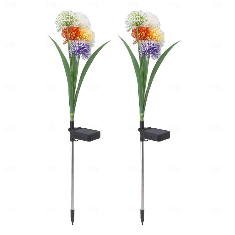 2pcs Outdoor Solar Dandelion Ground Mounted Lamp, 5-head Garden Lawn Path Decorative Lamp2