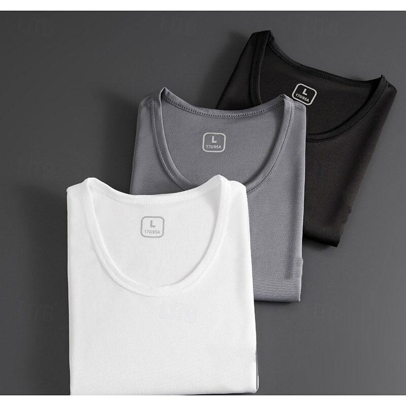 Men's Tank Top Vest Top Undershirt Sleeveless Shirt Sleeveless Crew Neck Summer Solid Color Casual Comfortable Mesh Outdoor Street Daily Black White Navy Blue Top Tee for Men2