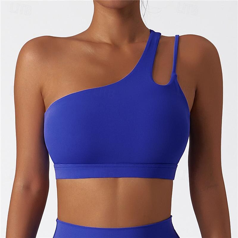 Women's Light Support Sports Bra Running Bra Open Back Bra Top Padded Fitness Leisure Sports Running Breathable Lightweight Soft Black Royal Blue Brown Solid Colored