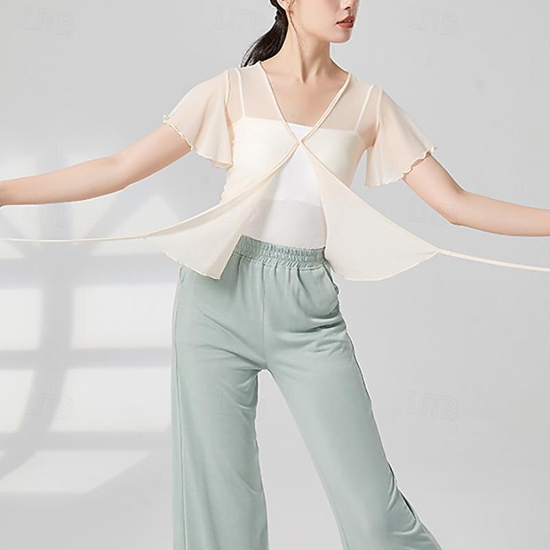 Activewear Top Cinch Cord Pure Color Splicing Women's Performance Training Short Sleeve High Polyester4