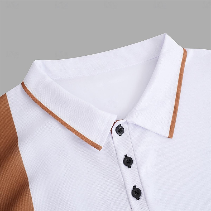Men's Polo Shirt Button Up Polos Casual Sports Lapel Short Sleeve Fashion Basic Color Block Patchwork Summer Regular Fit Black White Red Navy Blue Dark Green Polo Shirt4