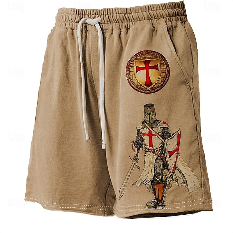 Men's Knights Templar 3D Print Cross Swim Trunks Swim Shorts Board Shorts Mid Waist Hawaiian Casual Holiday Beach Drawstring with Mesh lining Elastic Waist Designer Clothing Apparel