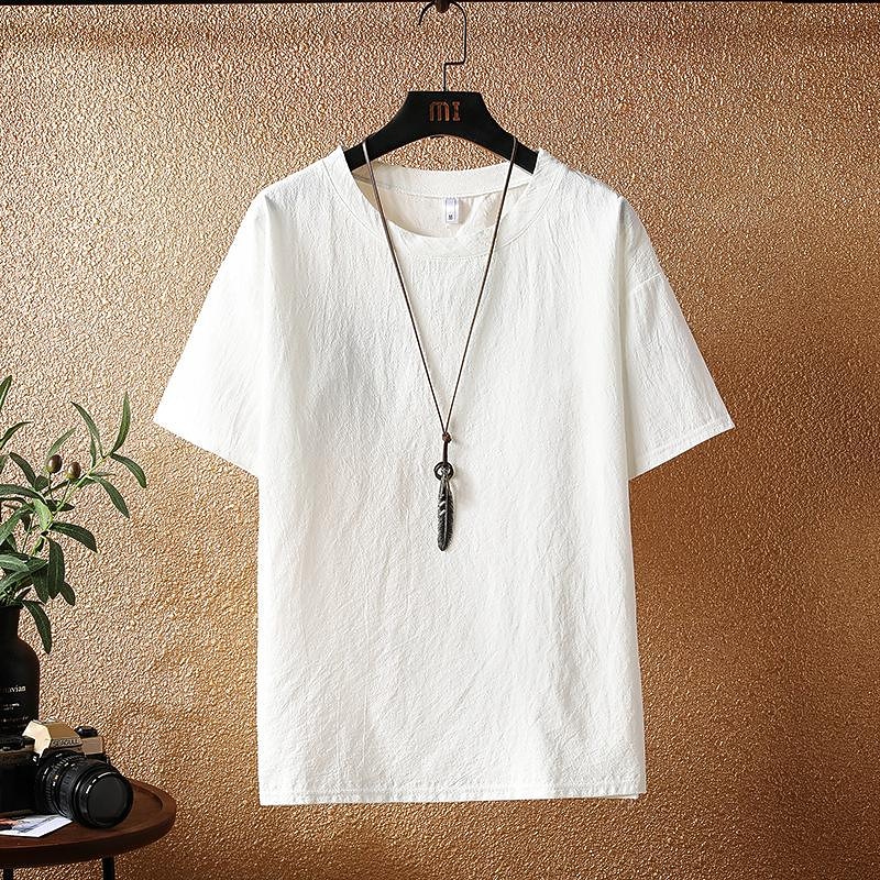 Men's T Shirt Tee Short Sleeve Shirt Tee Top Short Sleeve Crew Neck Spring & Summer Plain Fashion Designer Basic Vacation Street Going out Black White Blue Top Tee for Men