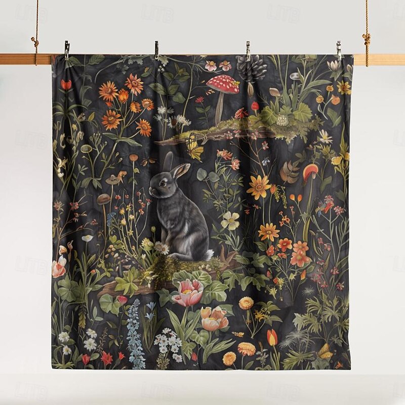 Retro Rainforest Rabbit Duvet Cover Set 2-piece Set 3-piece Set Lightweight Soft Short Plush Set Thick Feather Square Bed2