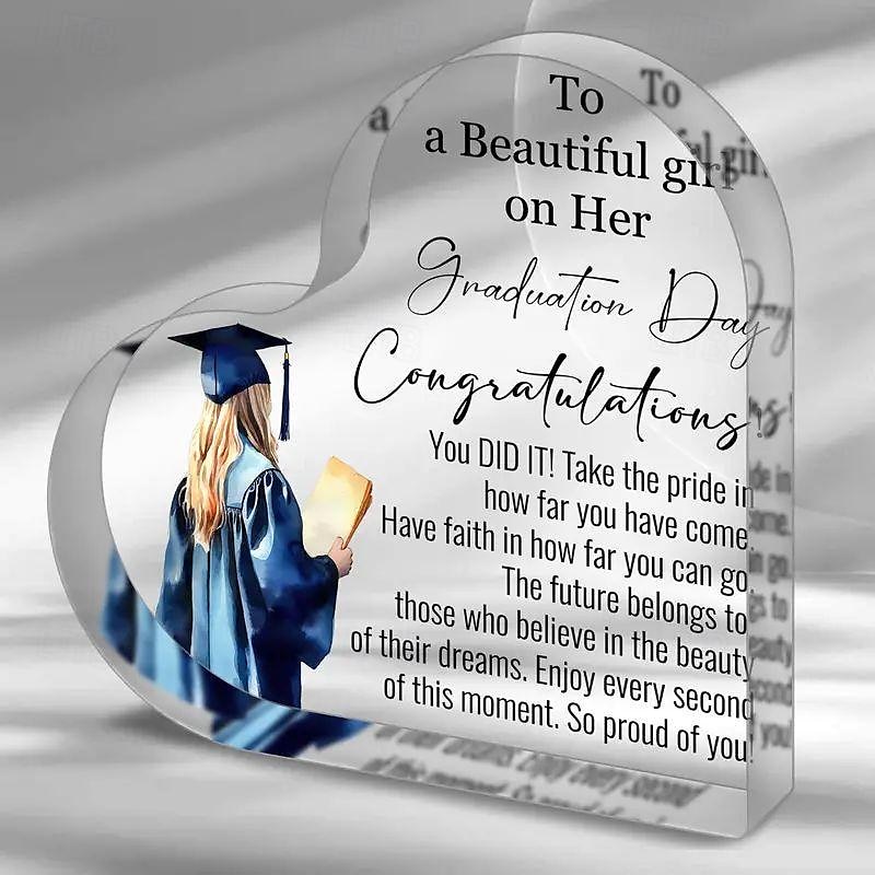 1pc Inspirational Graduation Gifts For Her Him 2024 High School College Masters Degree PHD Graduation Gifts For Students Laser Engraved Acrylic Keepsa