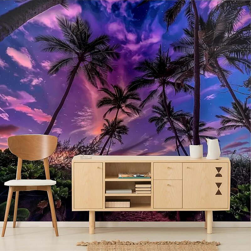 Cool Wallpapers Wall Mural Tropical Palm Trees Wallpaper Wall Sticker Covering Print Adhesive Required Canvas Home Décor4