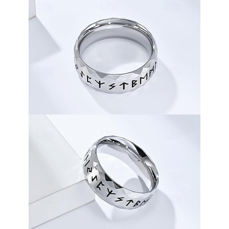 Men's Ring Ancient silver Steel Black Stainless Steel Titanium Steel Vintage Nordic4