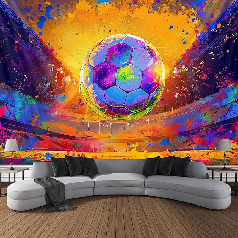 UEFA EURO 2025 Blacklight Tapestry UV Reactive Glow in the Dark Majestic Stadium Football Trippy Misty Hanging Tapestry Wall Art Mural for Living Room Bedroom3