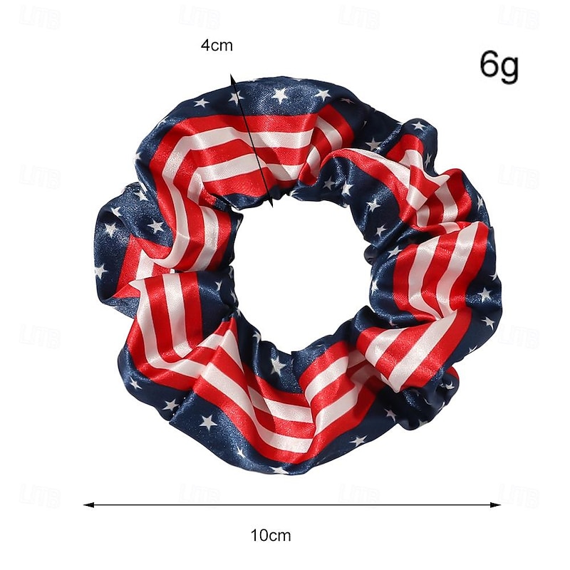 7pcs Patriotic Hair Accessories Set - Vibrant American Flag Scrunchies & Headband - Durable Satin for Independence Day Celebrations - Stylish & Gentle on Hair3