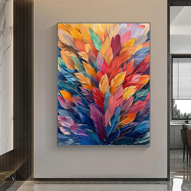 Handmade Oil Painting Canvas Wall Art Decor Original Colorful Plants Painting Abstract Tropical Flower Painting Home Decor With Stretched Frame Without Inner Frame Painting2