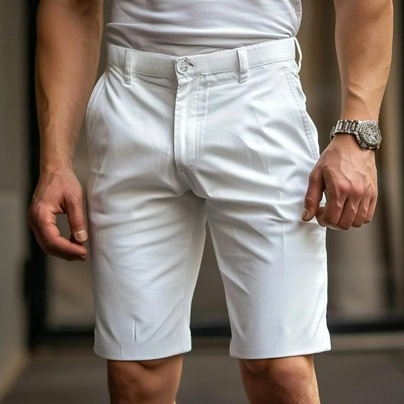 Men's Shorts Chino Shorts Bermuda shorts Pocket Plain Comfort Breathable Knee Length Outdoor Daily Going out Fashion Streetwear Black White Micro-elastic