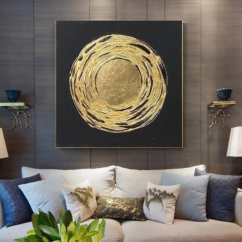 Hand Painted Modern Canvas Circle Gold Foil Abstract Pattern Nordic Abstract Wall Art Home Decor Module Living Room Nordic Home Decor Painting Home Decor Stretched Frame Ready To Hang Or No Frame4
