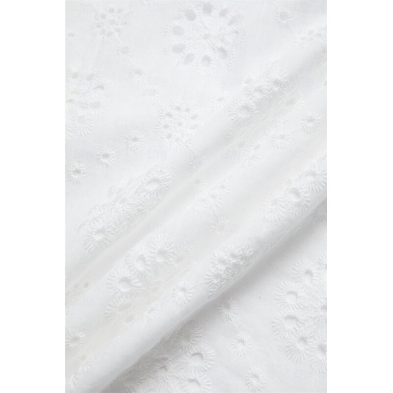 Women's 100% Cotton Shirt Tunic Short Sleeve Crew Neck White Summer Linen Like 9