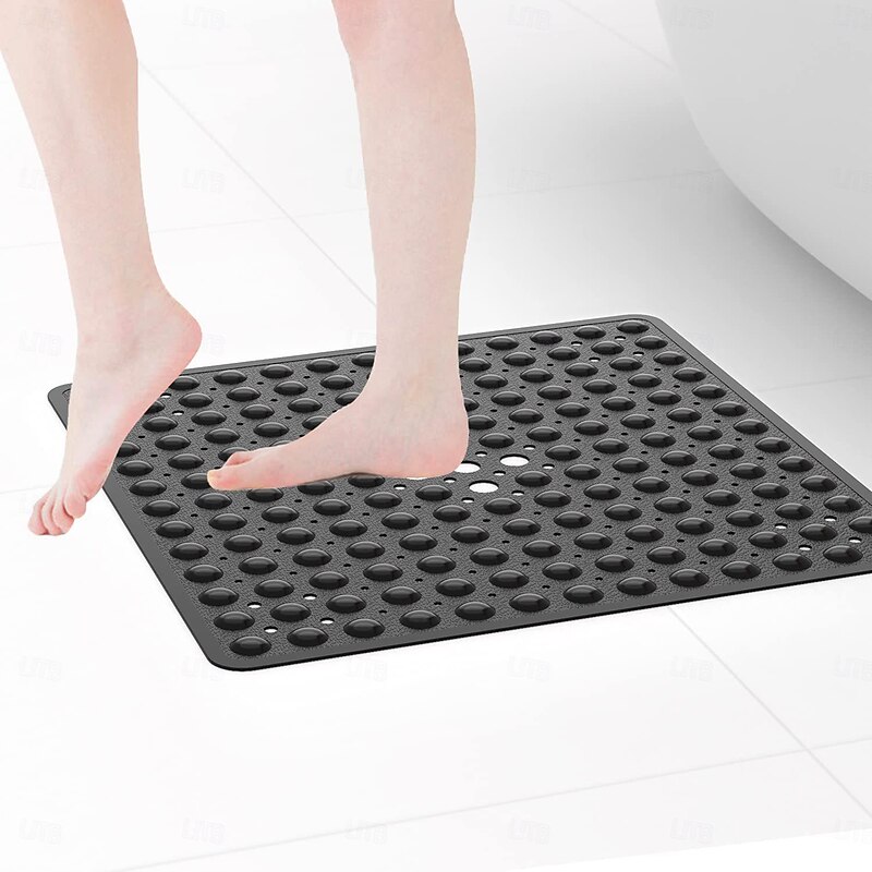 Shower Mats with Drain Hole - Non-Slip Bathtub Mat, Anti-Mildew, Quick-Drying, Comfortable and Safe for Kids and Elderly