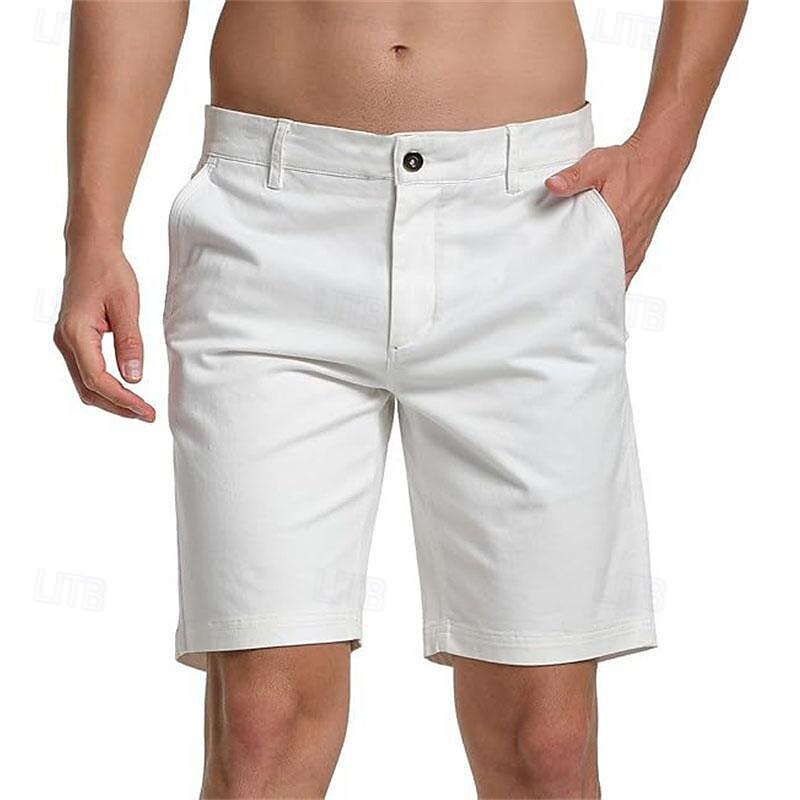 Men's Pink Shorts Shorts Summer Shorts Work Shorts Button Pocket Plain Wearable Short Outdoor Daily Fashion Classic Black White3