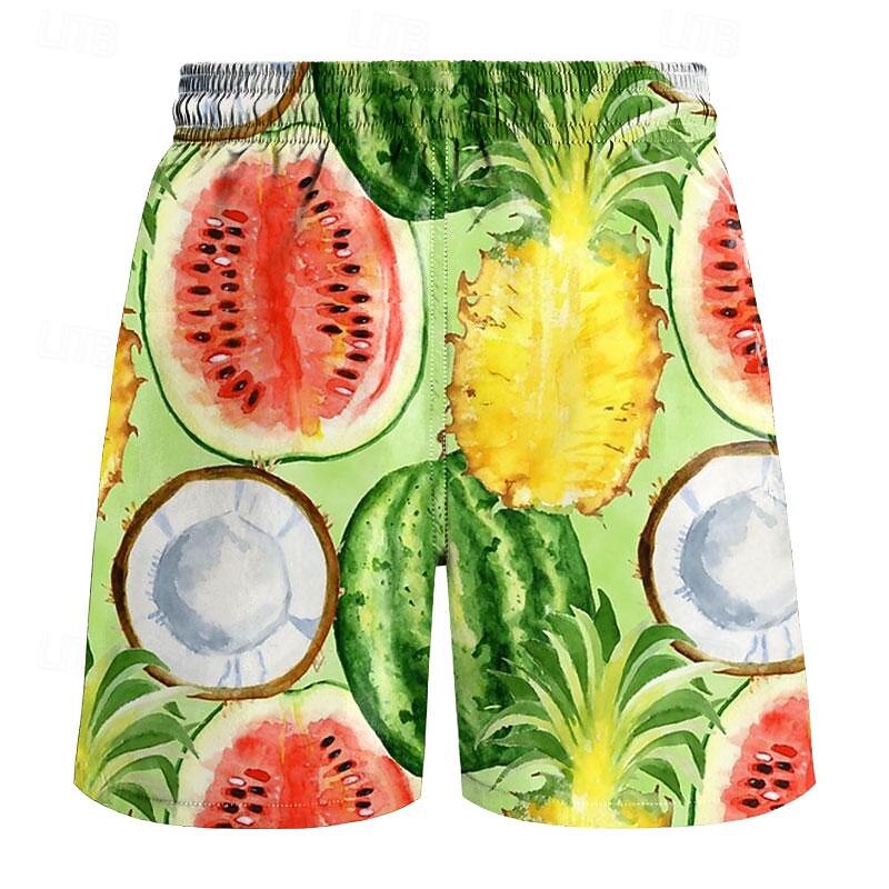 Men's Fruit Pineapple Watermelon Swim Trunks Swim Shorts Board Shorts Mid Waist Fashion Streetwear Designer Casual Daily Holiday Pocket Drawstring Elastic Waist Designer Clothing Apparel2