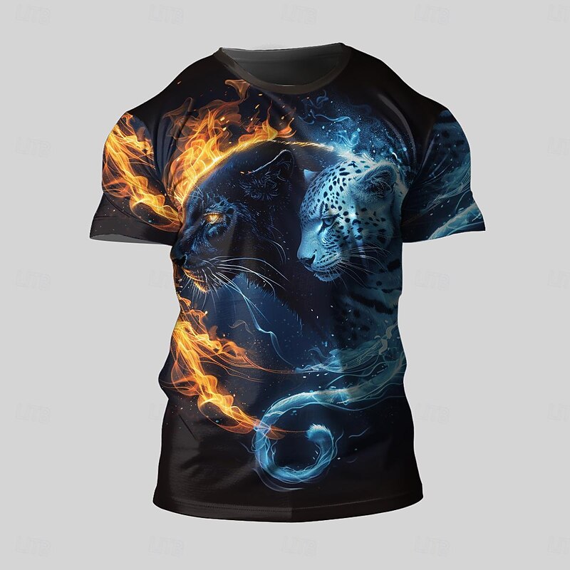 Men's Animal Tiger T Shirt T shirt 3D Print Crew Neck Shirt Fashion Athleisure Street Sports Outdoor Black 1 Black 3 Black 2 Summer Spring Clothing Apparel S M L XL XXL XXXL2