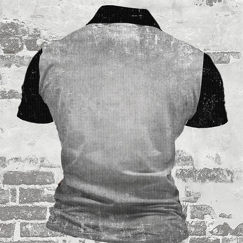 American Independence Day Men's American Flag Veterans Waffle Polo Shirts Golf Shirt Short Sleeve Polo Shirts Collared Shirts Streetwear Vacation Wear Party Outfits Buttons 3D Print Summer Spring Gray2