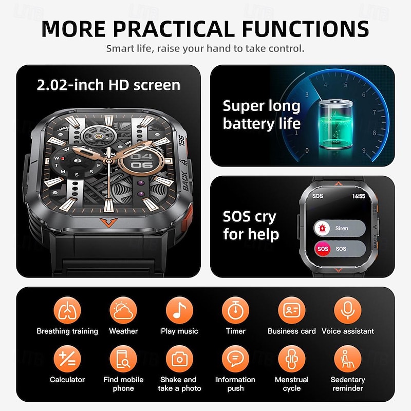 696 S50 Smart Watch 2.02 inch Smartwatch Fitness Running Watch Bluetooth ECG+PPG Pedometer Call Reminder Compatible with Android iOS Women Men Hands-Free Calls Message Reminder IP 67 43mm Watch Case3