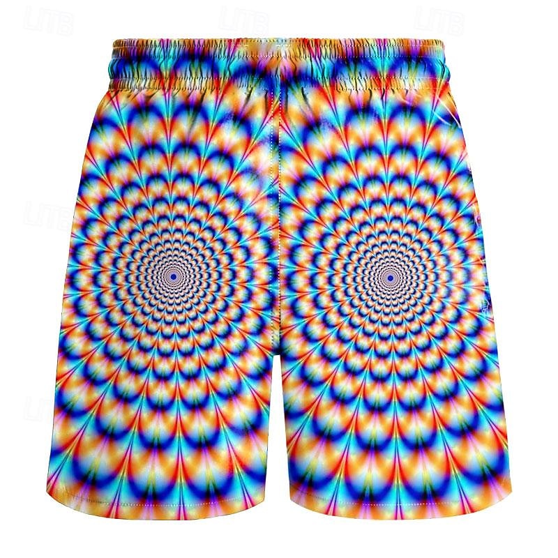 Men's Geometric Optical Illusion Swim Trunks Swim Shorts Board Shorts Mid Waist Fashion Streetwear Designer Casual Daily Holiday Pocket Drawstring Elastic Waist Designer Clothing Apparel2