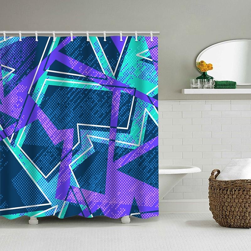 Shower Curtain with Hooks 180cm*180cm(70"*70") Polyester Washable Waterproof Pattern Bathroom Bathtub Decor Abstract4