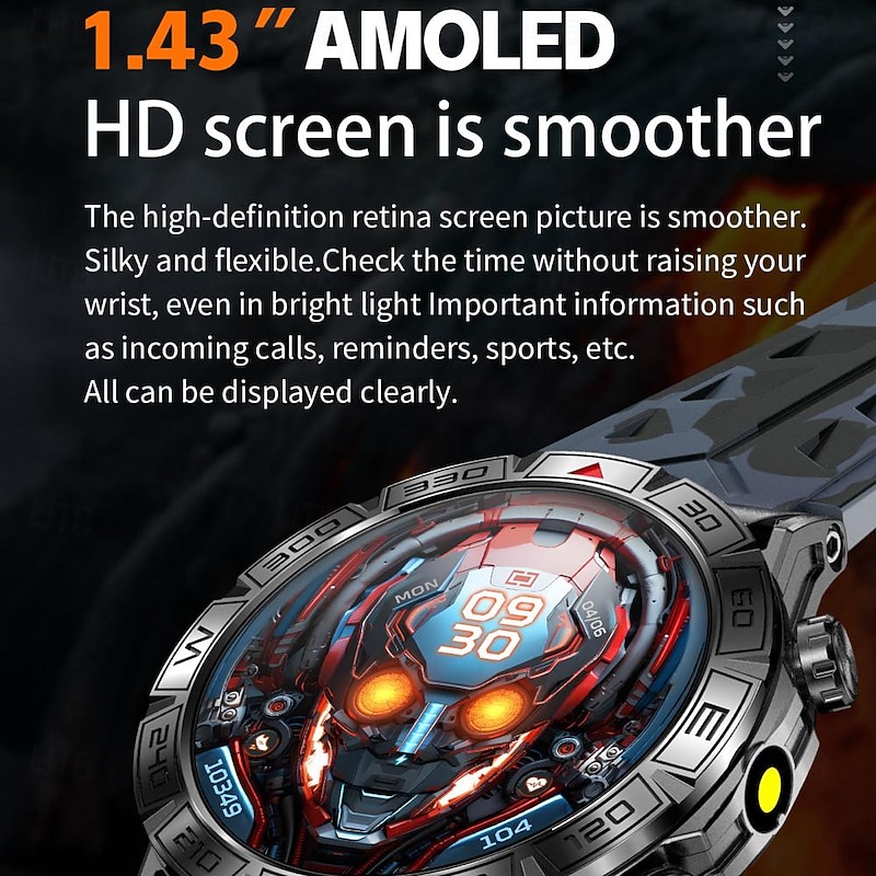 696 KC80 Smart Watch 1.43 inch Smartwatch Fitness Running Watch Bluetooth ECG+PPG Pedometer Call Reminder Compatible with Android iOS Women Men Hands-Free Calls Message Reminder IP 67 47mm Watch Case4