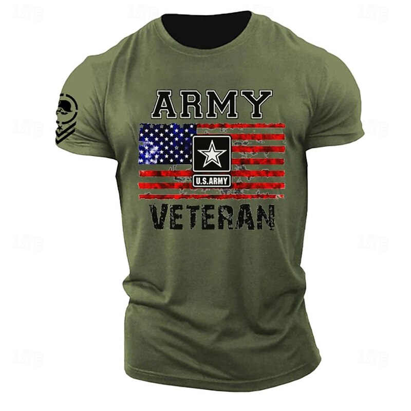 Veterans Day Men's Patriot Patriotic Veteran Grimace T shirt Tee Top Cotton Short Sleeve Graphic Shirt White Army Green Comfortable Tee Street Holiday Fashion Designer