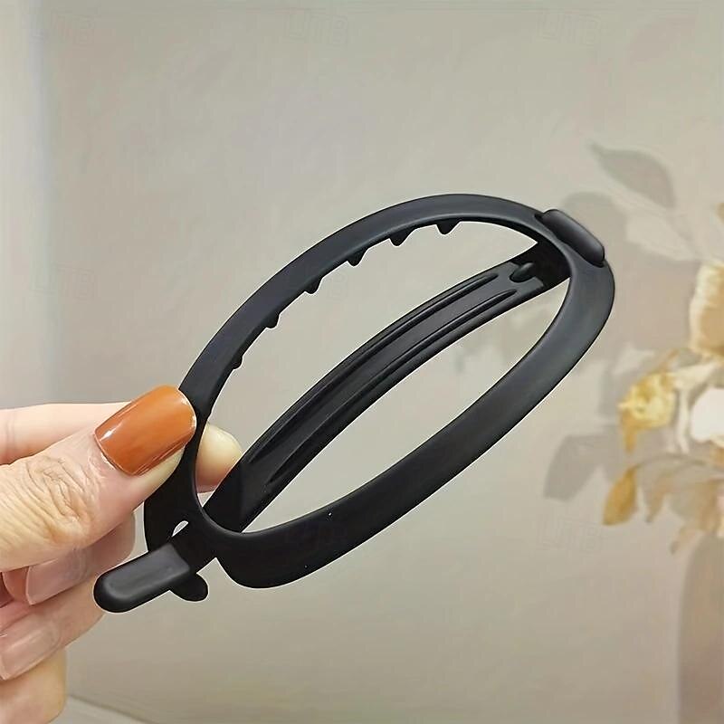 Chic Matte Monochrome Hollow Out Hairpin - Stylish Banana Clip for Secure Back Head Hair Styling - Frosty Finish Womens Hair Accessory3