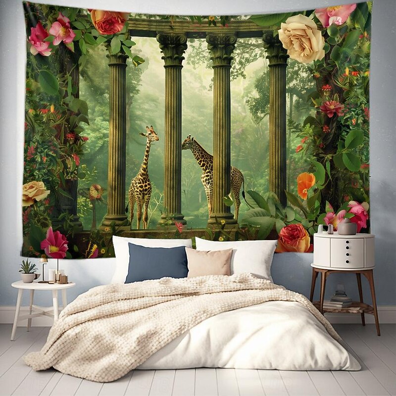 Tropical Forest Leopard Hanging Tapestry Wall Art Large Tapestry Mural Decor Photograph Backdrop Blanket Curtain Home Bedroom Living Room Decoration