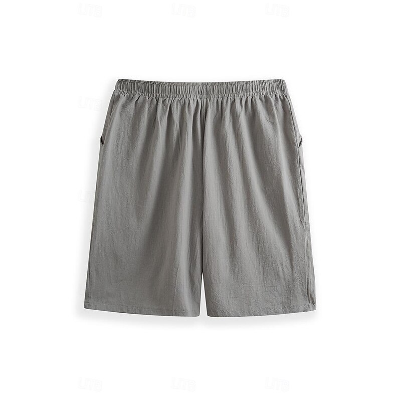 Men's Shorts Linen Shorts Summer Shorts Beach Shorts Drawstring Elastic Waist Plain Breathable Soft Short Casual Daily Holiday Streetwear Hawaiian White Blue Micro-elastic4