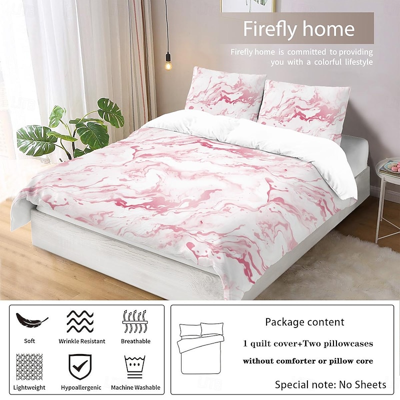 Black White Marble 3D Printed 3-Piece Set of Down Duvet Covers 100% Cotton for Hotels Bedrooms Guest Rooms Bedding Sets Comfy Sets4