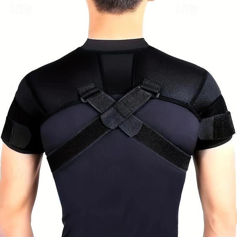 Double Shoulder Brace Sports Rotator Cuff Support Brace Belt, Double Elastic Adjustable Bandage Cross Compression for Men and Women for Back Pain4