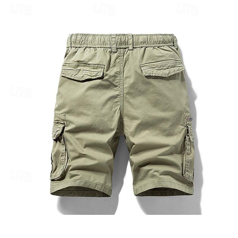 Men's Tactical Shorts Cargo Shorts Shorts Buttons Elastic Waist Multi Pocket Plain Wearable Short Outdoor Daily Camping & Hiking Fashion Classic Black Army Green2