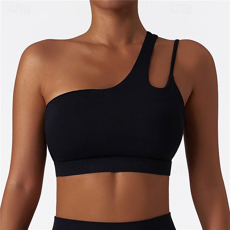 Women's Light Support Sports Bra Running Bra Open Back Bra Top Padded Fitness Leisure Sports Running Breathable Lightweight Soft Black Royal Blue Brown Solid Colored2