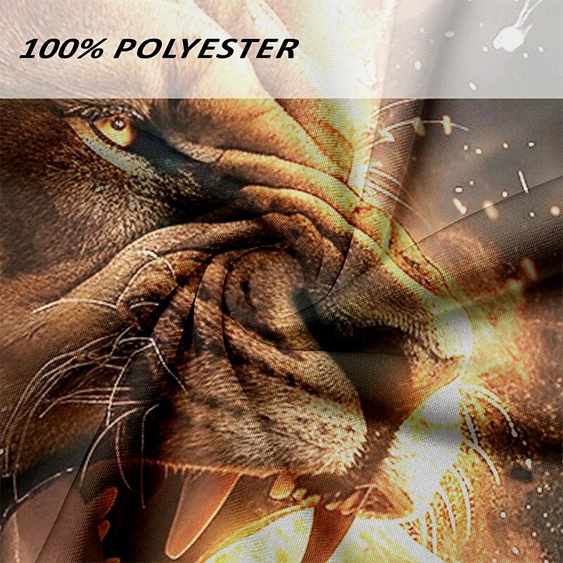 Men's Lion Polo Shirts Golf Shirt Short Sleeve Polo Shirts Collared Shirts Funny Streetwear Vacation Wear Party Outfits Buttons 3D Print Spring & Summer Orange3