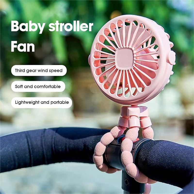 Octopus Fan Easy to Carry Multi-Functional Folding Office Desktop Outdoor Camping Stroller Handheld Fan Baby Stroller Fan Hand Held Bicycle Portable FanVentilator Silent Outdoor Cooler Neck Fan3