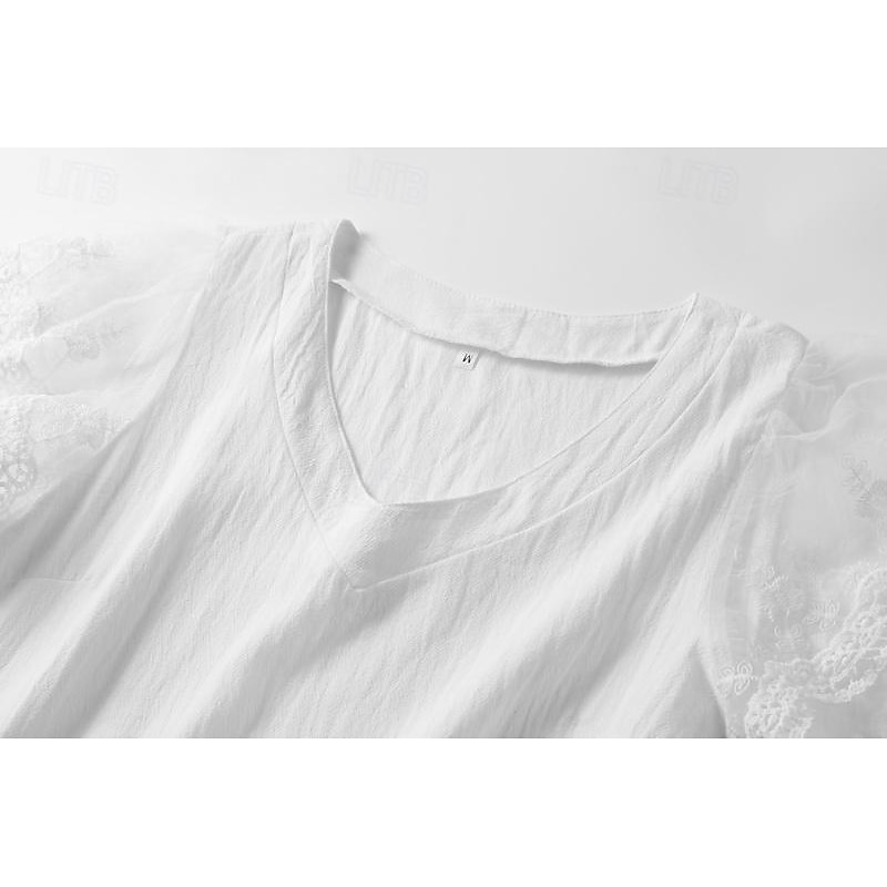 Women's Mini Dress White Dress Lace Dress Casual Dress A Line Dress Maxi A Line Street Holiday Date Regular Fit Short Sleeve V Neck White Summer2