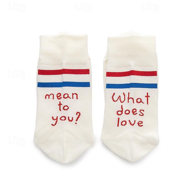 Men's 5 Pack Multi Packs Socks Crew Socks Running Socks Casual Socks White Red Color Rainbow Sports & Outdoor Daily Vacation Basic Medium Spring Fall Fashion Casual4