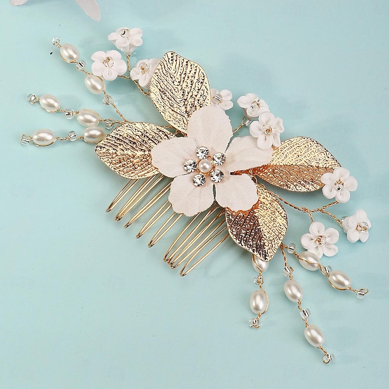 Hair Combs Headdress Imitation Pearl Rhinestone Wedding Cocktail Luxury Retro With Rhinestone Faux Pearl Headpiece Headwear3