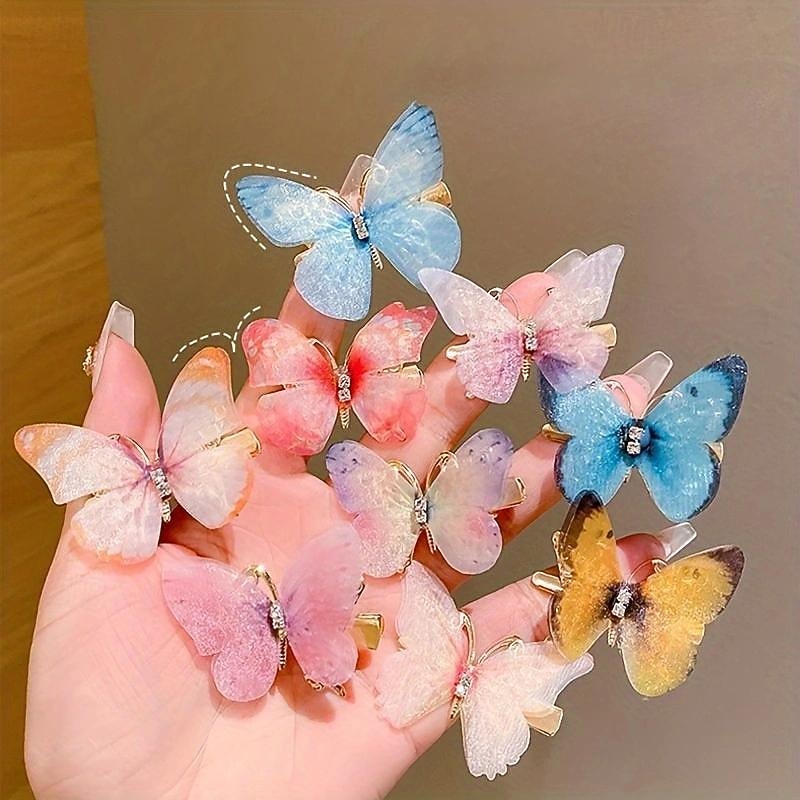6 Pieces Kids Girls' Hair Accessories Sweet Party Daily Solid Color 6# pink 4# Butterfly Love4