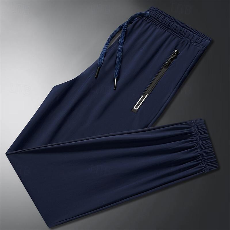 Men's Camping Pants Summer Pants Outdoor Pants Elastic Waist Zipper Pocket Elastic Cuff Plain Quick Dry High Stretch Outdoor Daily Streetwear Sports Fashion Black Blue Micro-elastic3
